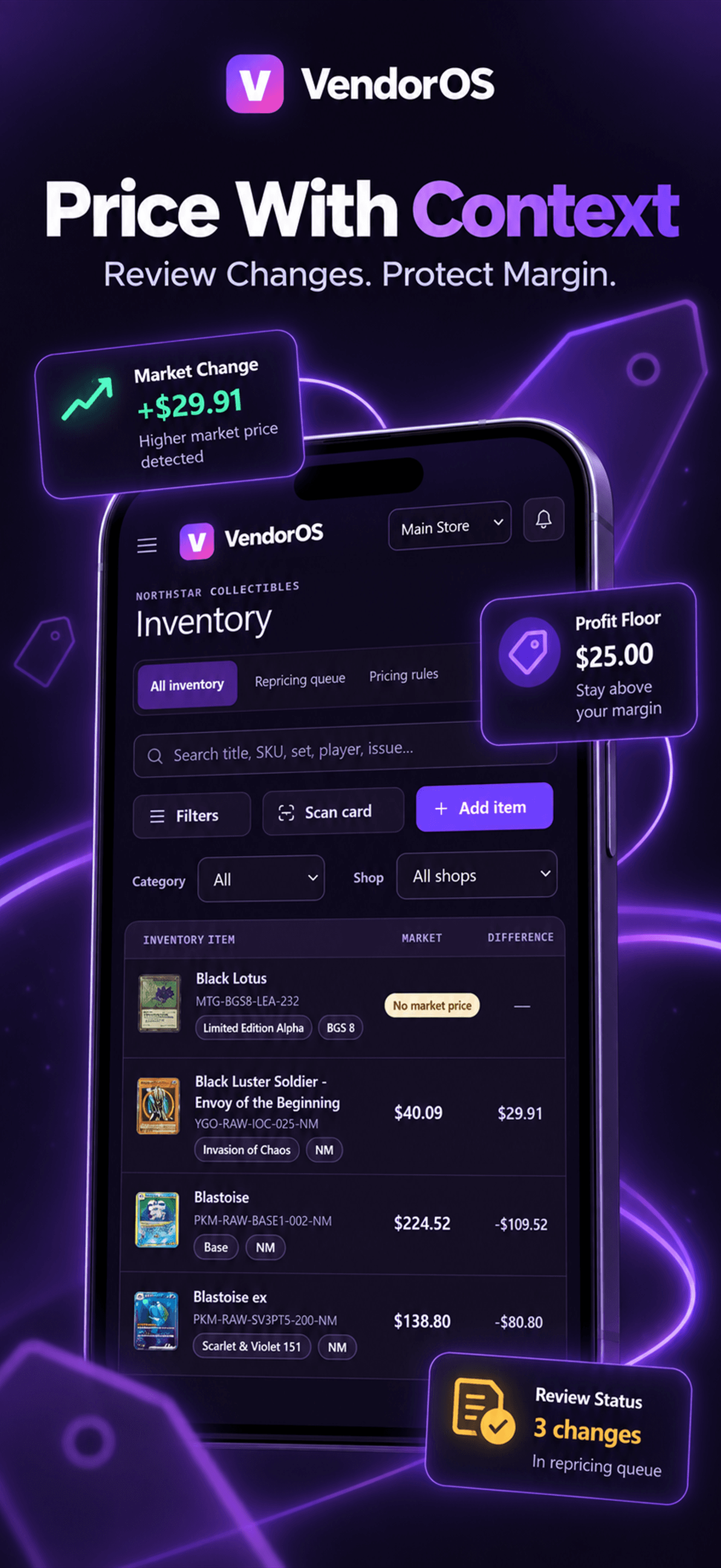 VendorOS mobile app: Price with context