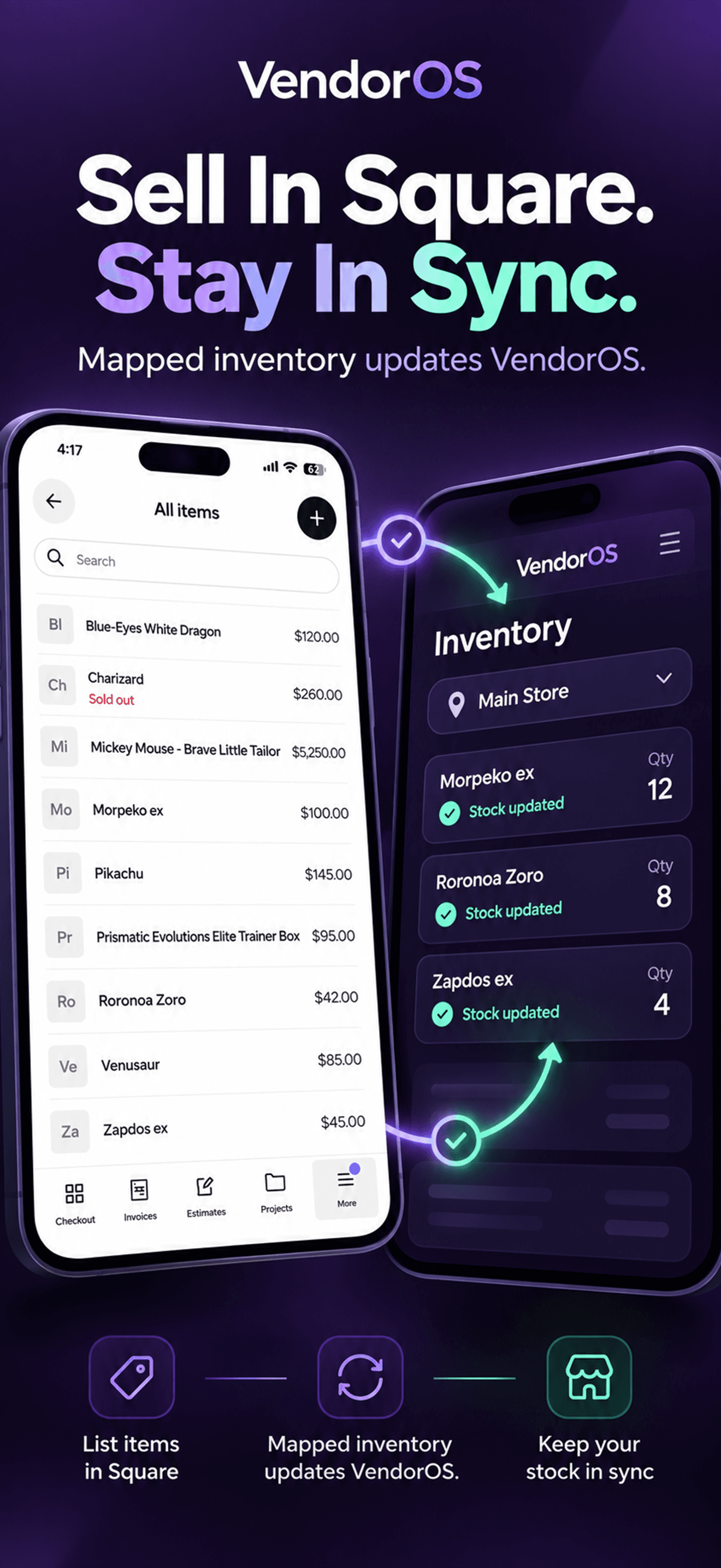 VendorOS mobile app: Sell with Square
